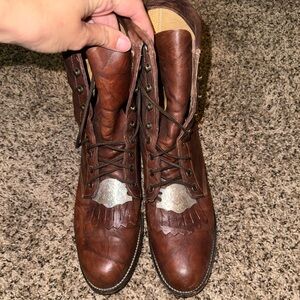 Justin Boots Brown Lace Up Women's Boots